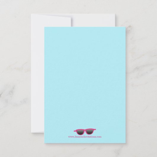 かわいいプールを囲んでのパーティの女の子の誕生日は平らなカード感謝していしています サンキューカード (裏面)