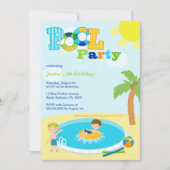 かわいいプールを囲んでのパーティの男の子の誕生日のパーティの招待状 招待状 (正面)