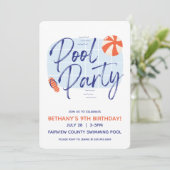 かわいいプールパーティーの招待状 招待状 (スタンド正面)