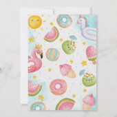 かわいいプールパーティーの誕生日バッシュ 招待状 (裏面)