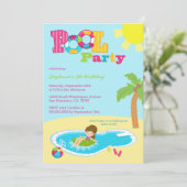 かわいいプールパーティーの誕生日パーティーの招待 招待状 (スタンド正面)