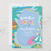 かわいいプールパーティースイミング卒業 招待状 (正面)