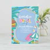 かわいいプールパーティースイミング卒業 招待状 (スタンド正面)