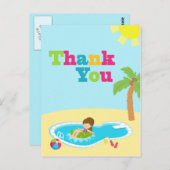 かわいいプールパーティー女の子の感謝してい誕生日あなたがポストカード ポストカード (正面/裏面)