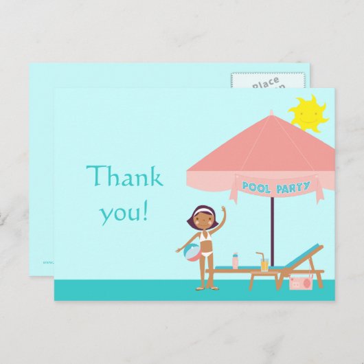 かわいいプールパーティー女子感謝していの君はがき ポストカード (正面/裏面)
