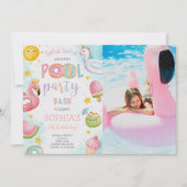 かわいいプールパーティー誕生日Bash写真 招待状 (正面)
