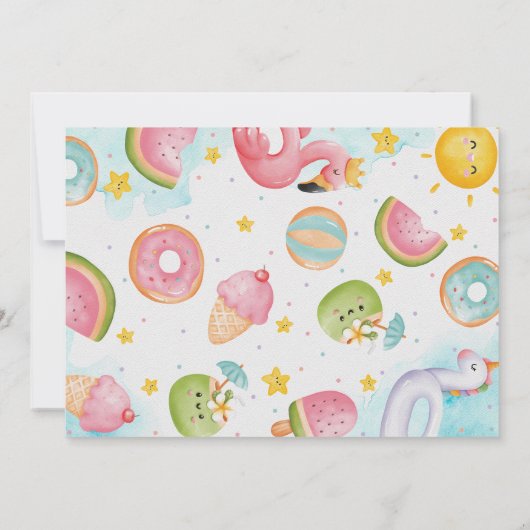 かわいいプールパーティー誕生日Bash写真 招待状 (裏面)