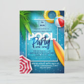 かわいいプールパーティー、スイミング誕生日ギフト 招待状 (スタンド正面)