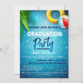 かわいいプールパーティー、卒業スイミングギフト 招待状 (正面)