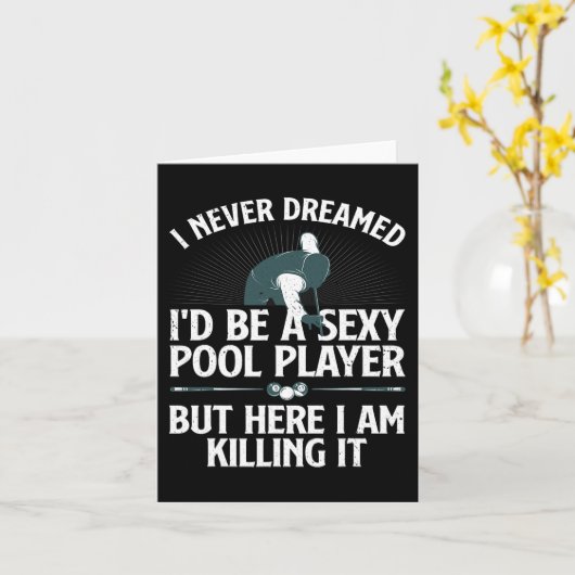 かわいいプールプレーヤーアート女子男性へビリヤード8 Bal カード (黄色い花)