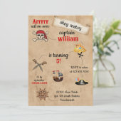 かわいいプール船パイレーツ誕生日 招待状 (スタンド正面)