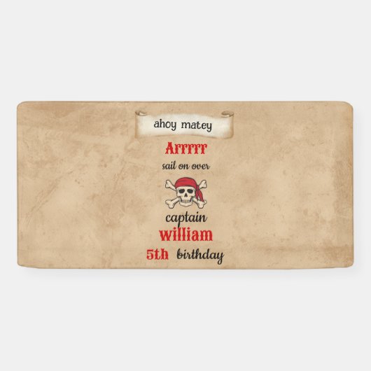 かわいいプール船パイレーツ誕生日 横断幕 (横)