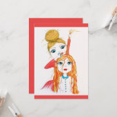 かわいいヘアカットお洒落アートイラストレーション カード (正面/裏面インサイチュ)