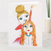 かわいいヘアカットお洒落アートイラストレーション カード (正面)