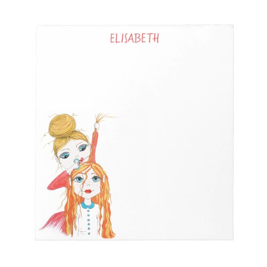 かわいいヘアカットお洒落イラストレーションパーソナライズされた ノートパッド (正面)