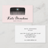 かわいいヘアスタイリストはさみ櫛ピンク髪サロン 名刺 (正面/裏面)