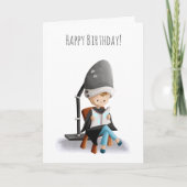 かわいいヘアドライザーガールヘアドライヤー誕生日 カード (正面)