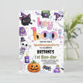 かわいいヘイボー ハロウィンおばけ 誕生日招待状 招待状 (スタンド正面)