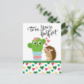 かわいいヘッジホッグのバレンタイン|サボテンあなたは完璧 シーズンポストカード (スタンド正面)