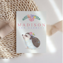 かわいいヘッジホッグのピンクの赤ちゃん女の子の写真誕生