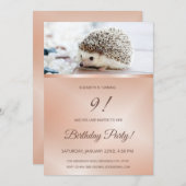 かわいいヘッジホッグの写真 |バラ金ゴールド 招待状 (正面/裏面)