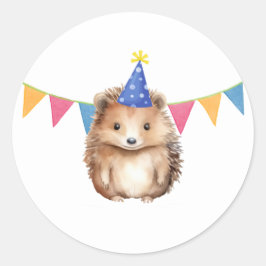 かわいいヘッジホッグの誕生日招待状封筒用シール ラウンドシール