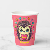 かわいいヘッジホッグカスタマイズ可能な誕生日ガール 紙コップ (正面)
