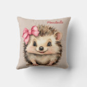 かわいいヘッジホッグガールズパーソナライズされた装飾用クッション クッション (裏面)