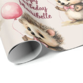 かわいいヘッジホッグガールズパーソナライズされた誕生日 ラッピングペーパー (ロールコーナー)