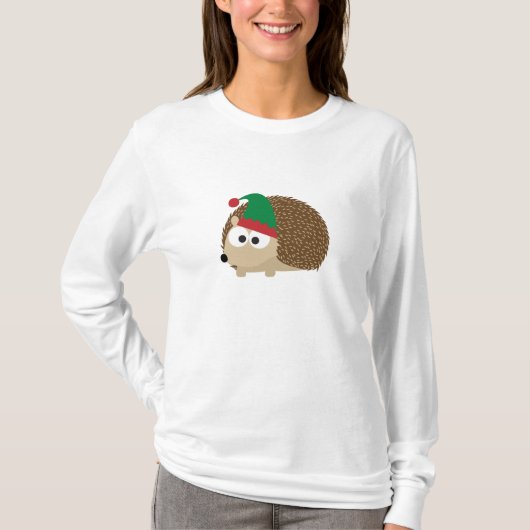 かわいいヘッジホッグクリスマス小妖精や小人 Tシャツ (正面)