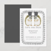 かわいいヘッジホッグゲイカップル結婚式の日付を保存 セーブザデート (正面/裏面)