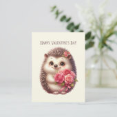 かわいいヘッジホッグハッピーバレンタインデーの子供たち シーズンポストカード (スタンド正面)