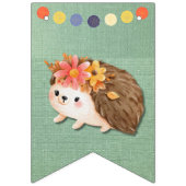 かわいいヘッジホッグハッピーバースデーバナー素朴- Burla バンティングフラッグ (第1の旗)