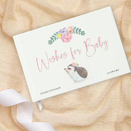 かわいいヘッジホッグピンクガールベビーシャワーゲストブック ゲストブック