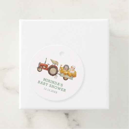 かわいいヘッジホッグファームトラクターベビーシャワー フェイバータグ (インサイチュ)