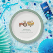 かわいいヘッジホッグファームトラクターベビーシャワー ペーパープレート (パーティー)