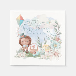 かわいいヘッジホッグフローラ自然ボーイベビーシャワーピクニック スタンダードカクテルナプキン