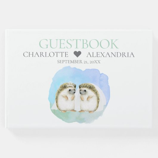 かわいいヘッジホッグブリデレズビアンゲイ結婚カップル ゲストブック (正面)