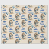 かわいいヘッジホッグボーイズパーソナライズされた誕生日 ラッピングペーパー (フラット)