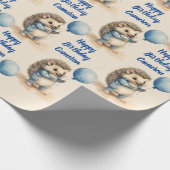 かわいいヘッジホッグボーイズパーソナライズされた誕生日 ラッピングペーパー (角)