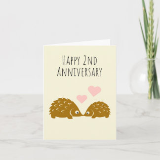 かわいいヘッジホッグ夫婦-2周年おめでとう カード