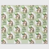 かわいいヘッジホッグ男女兼用パーソナライズされた誕生日 ラッピングペーパー (フラット)