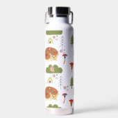 かわいいヘッジホッグ自然フローラレインボーパターン ウォーターボトル (正面)