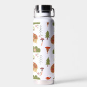 かわいいヘッジホッグ自然フローラレインボーパターン ウォーターボトル (背面)