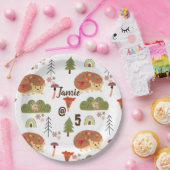 かわいいヘッジホッグ自然フローラレインボーパターン ペーパープレート (パーティー)