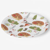 かわいいヘッジホッグ自然フローラレインボーパターン ペーパープレート (アングル)