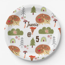 かわいいヘッジホッグ自然フローラレインボーパターン