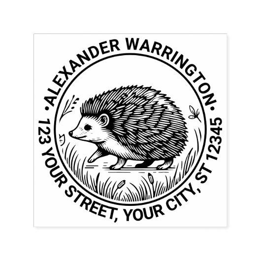 かわいいヘッジホッグ#2名差出人住所 セルフインキングスタンプ (デザイン)