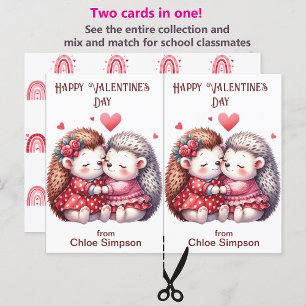 かわいいヘッジホッグkid's Valentine Classroomカード ポストカード