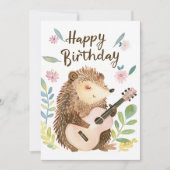かわいいヘッジホッ遊グのギター誕生日 シーズンカード (正面)